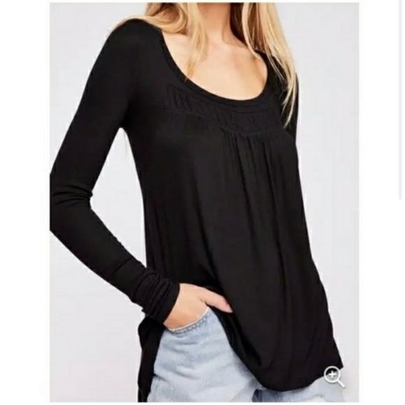 We The Free Free People Love Valley Ribbed Long Sleeve Top Black Size Small - Picture 9 of 9